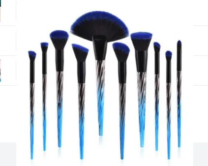 10pcs Pro Makeup Brush Set Blue