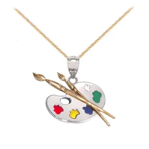 14k White Gold Palette Necklace
