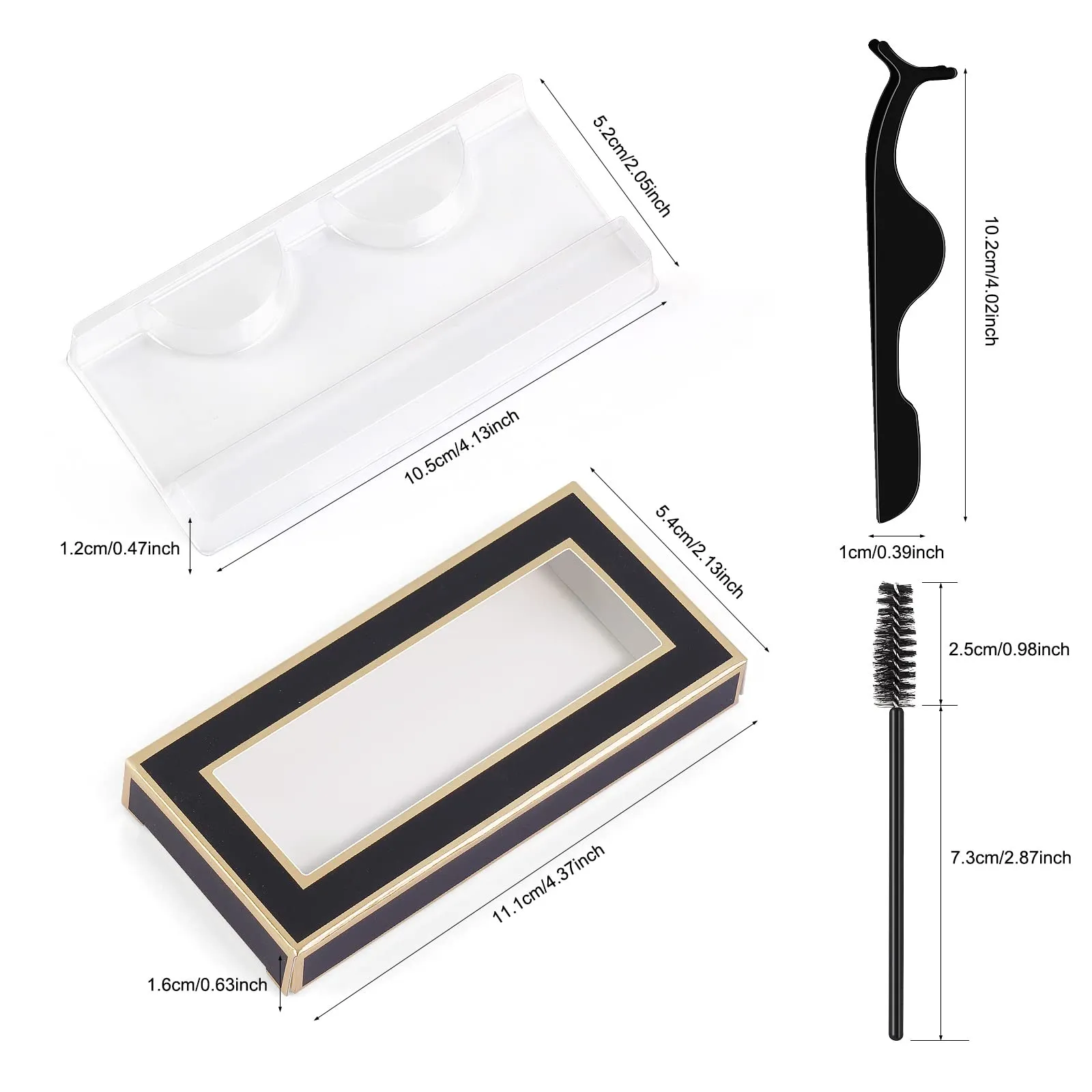 175 Pieces Lash Packaging Wholesale, Include 30 Empty Eyelashes Packaging Box, 30 False Lash Trays, 15 Eyelash Tweezers and 100 Eyelash Brush Mascara Wands Disposable (Black)