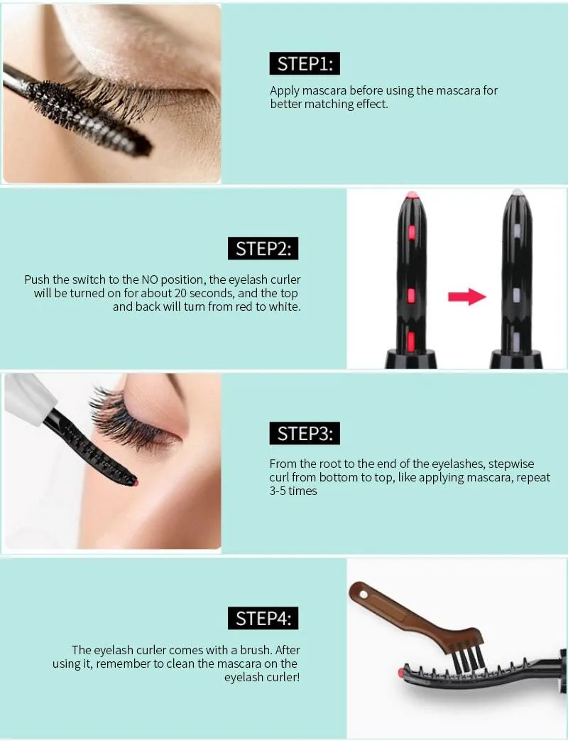 1pc 6 Colors Electric Eyelash Curler Electric Heating Eyelash Clip