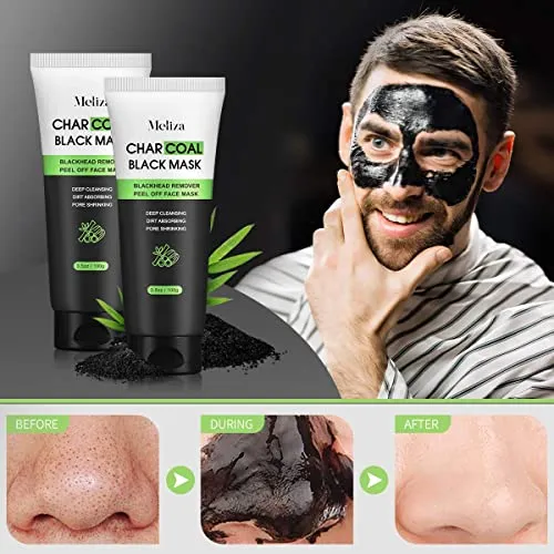 2 Packs Blackhead Remover Mask, Peel Off Facial Mask, Charcoal Facial Mask, Deep Purifying & Pore Shrinking Black Mask, Blackhead Mask For All Skin Types