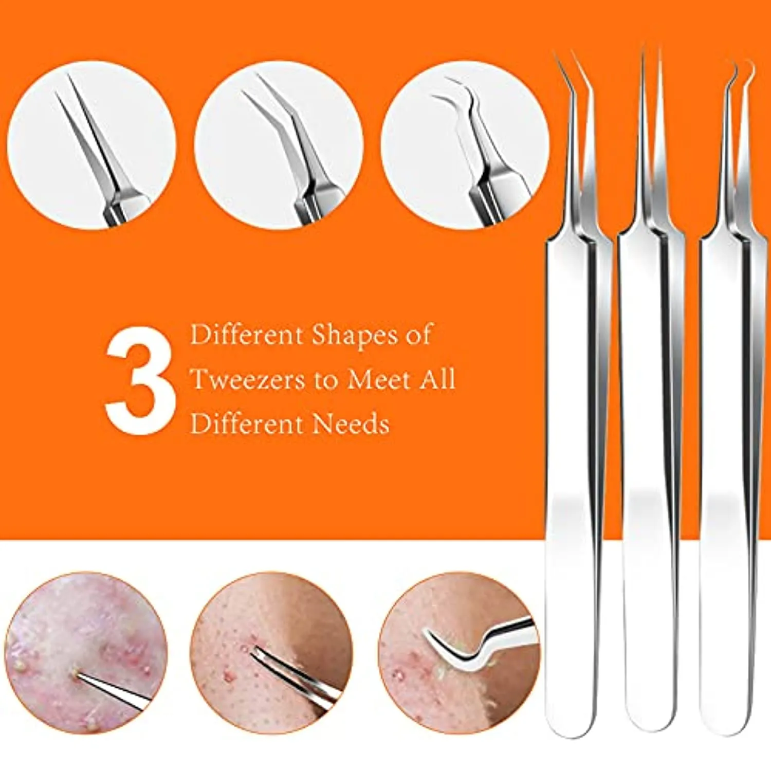 2022 Latest 15 PCS Blackhead Remover Tools, Pimple Popper Tool Kit, Acne Extractor Tool , Professional Stainless Pimple Acne Blemish Removal Tools Set with Metal Case