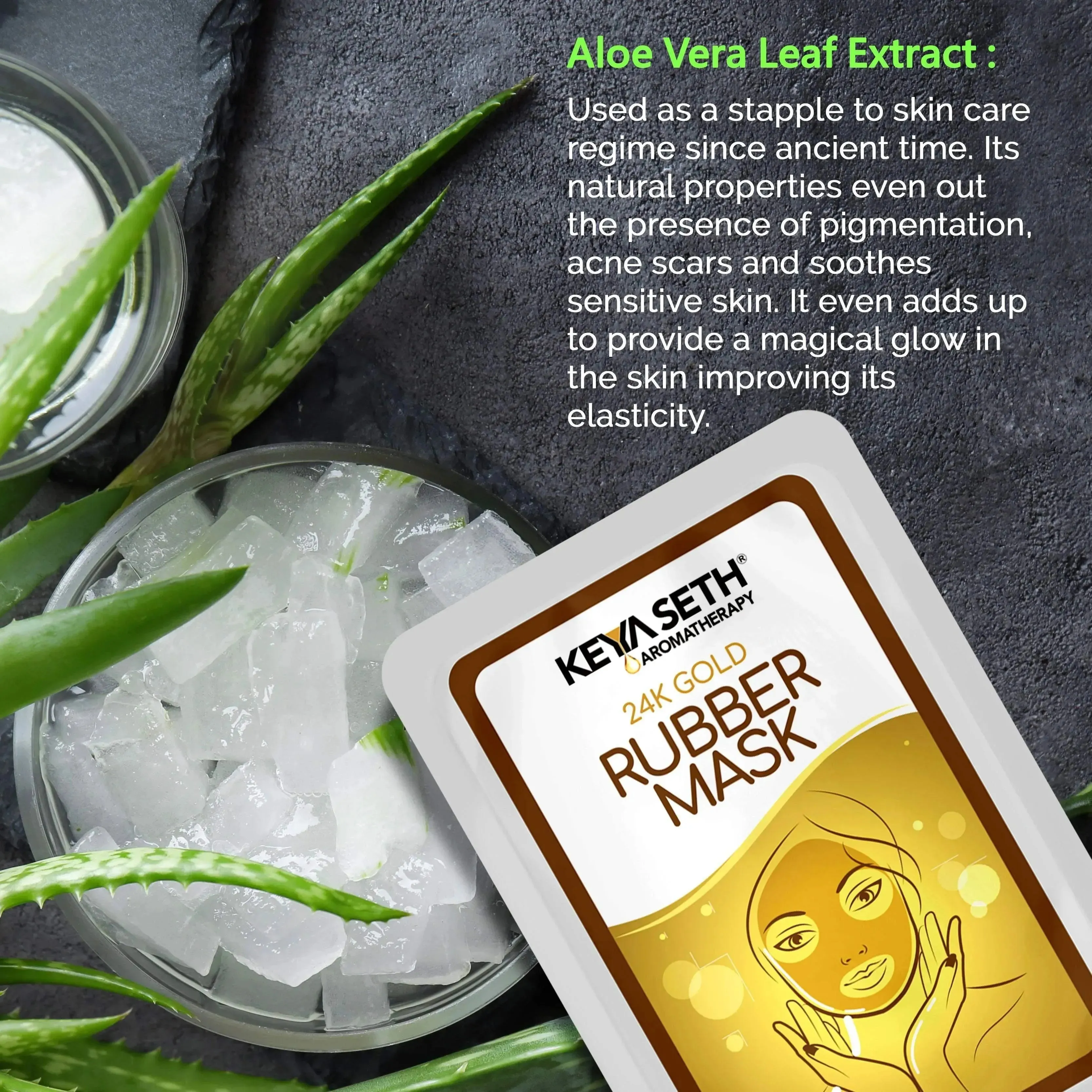 24K Gold Rubber Facial Mask for Brightening & Whitening Enriched with Aloe Vera & Chamomile Extract