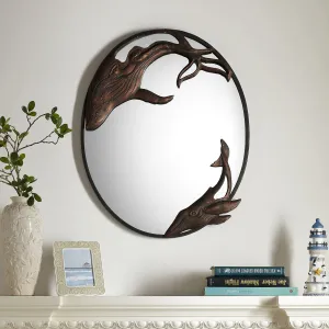 26"H Whale Oval Wall Mirror