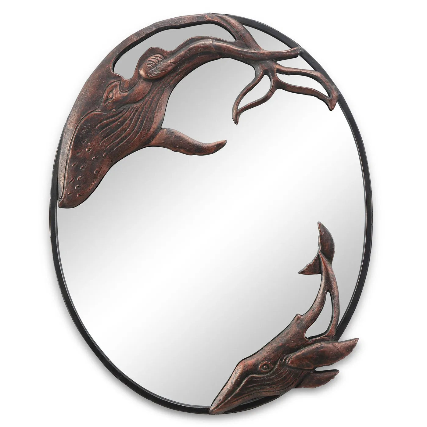 26"H Whale Oval Wall Mirror