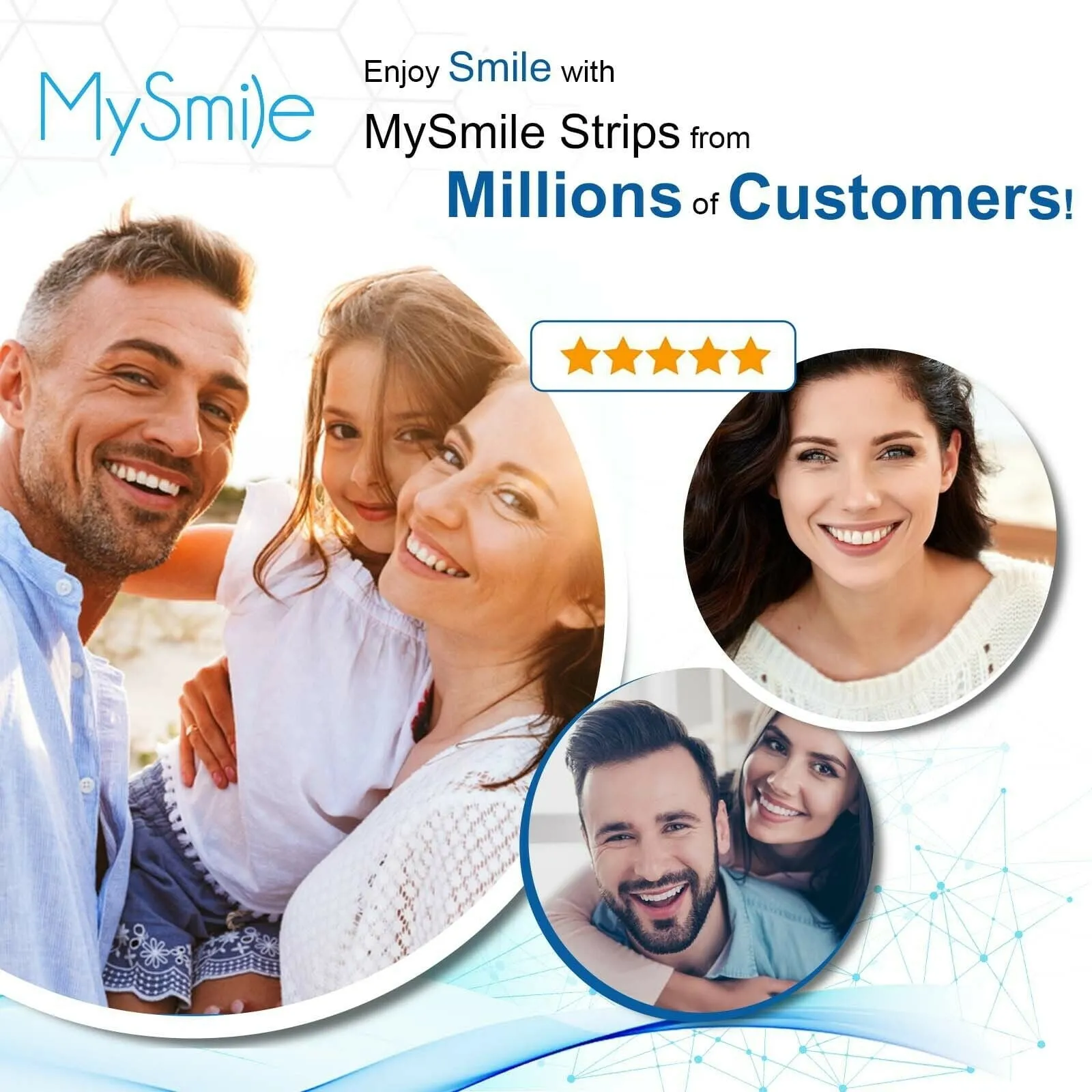 28Pcs Mysmile Teeth Whitening Strips, 6%HP Tooth White Strips Mint Flavor No Sensitive Whitestrips
