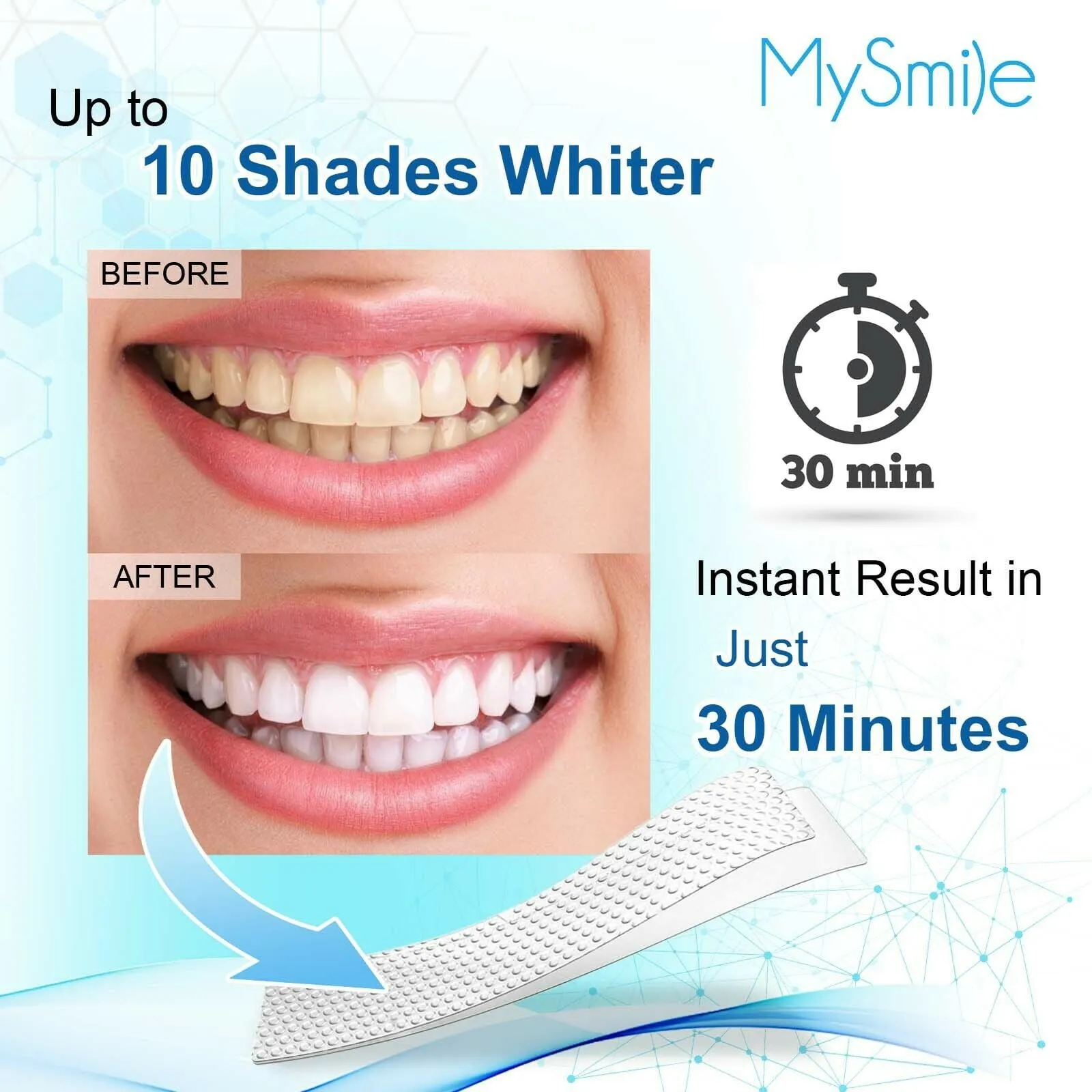 28Pcs Mysmile Teeth Whitening Strips, 6%HP Tooth White Strips Mint Flavor No Sensitive Whitestrips