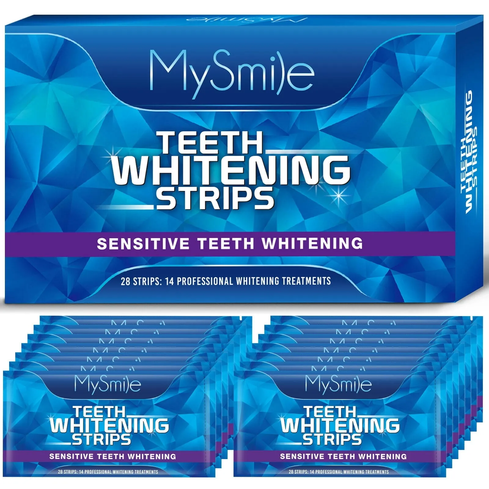 28Pcs Mysmile Teeth Whitening Strips, 6%HP Tooth White Strips Mint Flavor No Sensitive Whitestrips