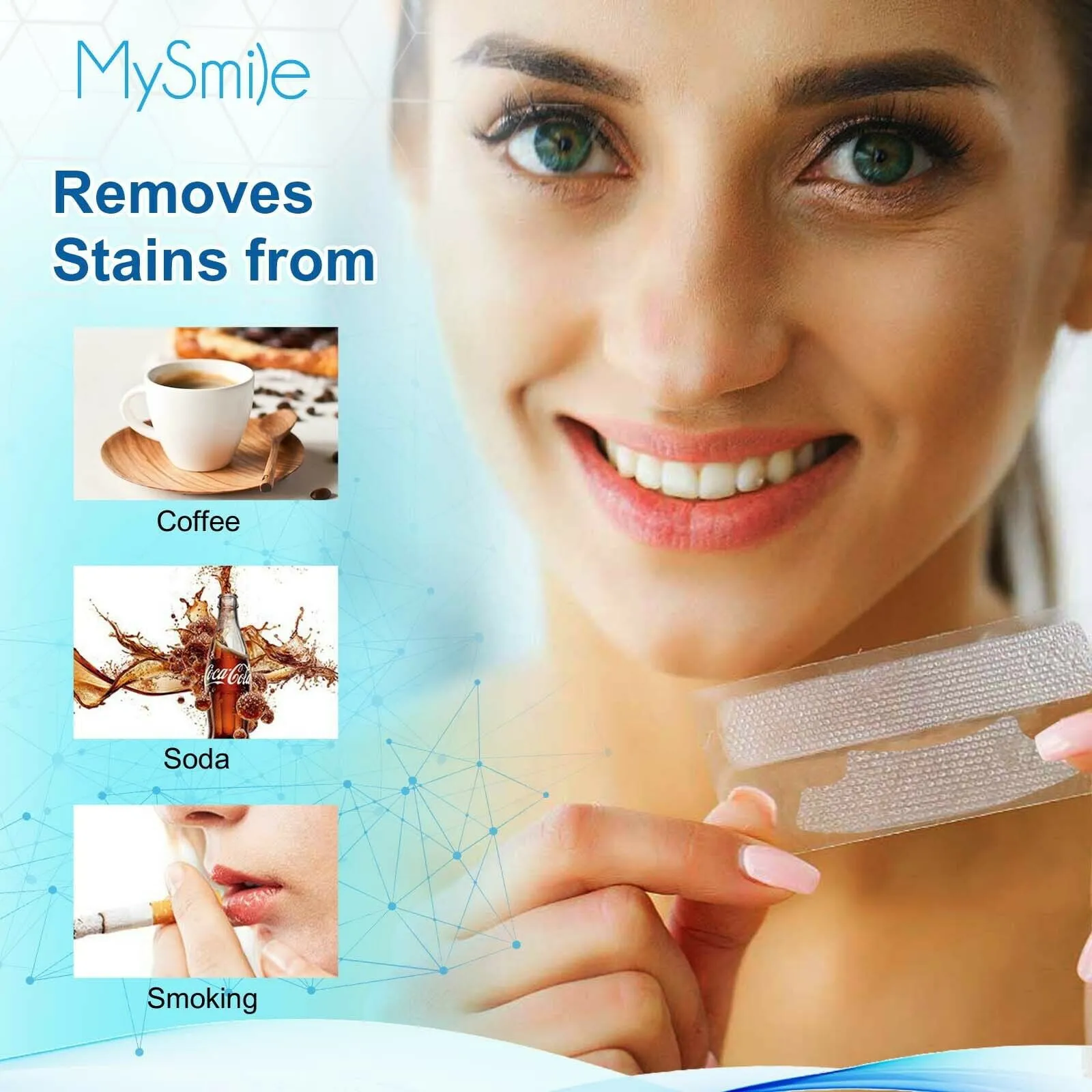 28Pcs Mysmile Teeth Whitening Strips, 6%HP Tooth White Strips Mint Flavor No Sensitive Whitestrips