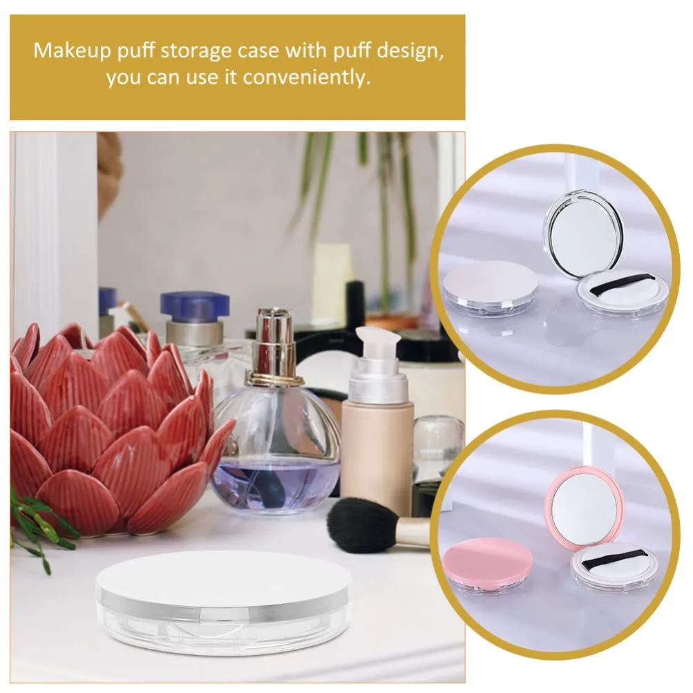 2sets Makeup Puff Storage Container Portable Empty Box for Loose Powder Includes Powder Puff for Women Cosmetic Supplies Convenient for Home Travel