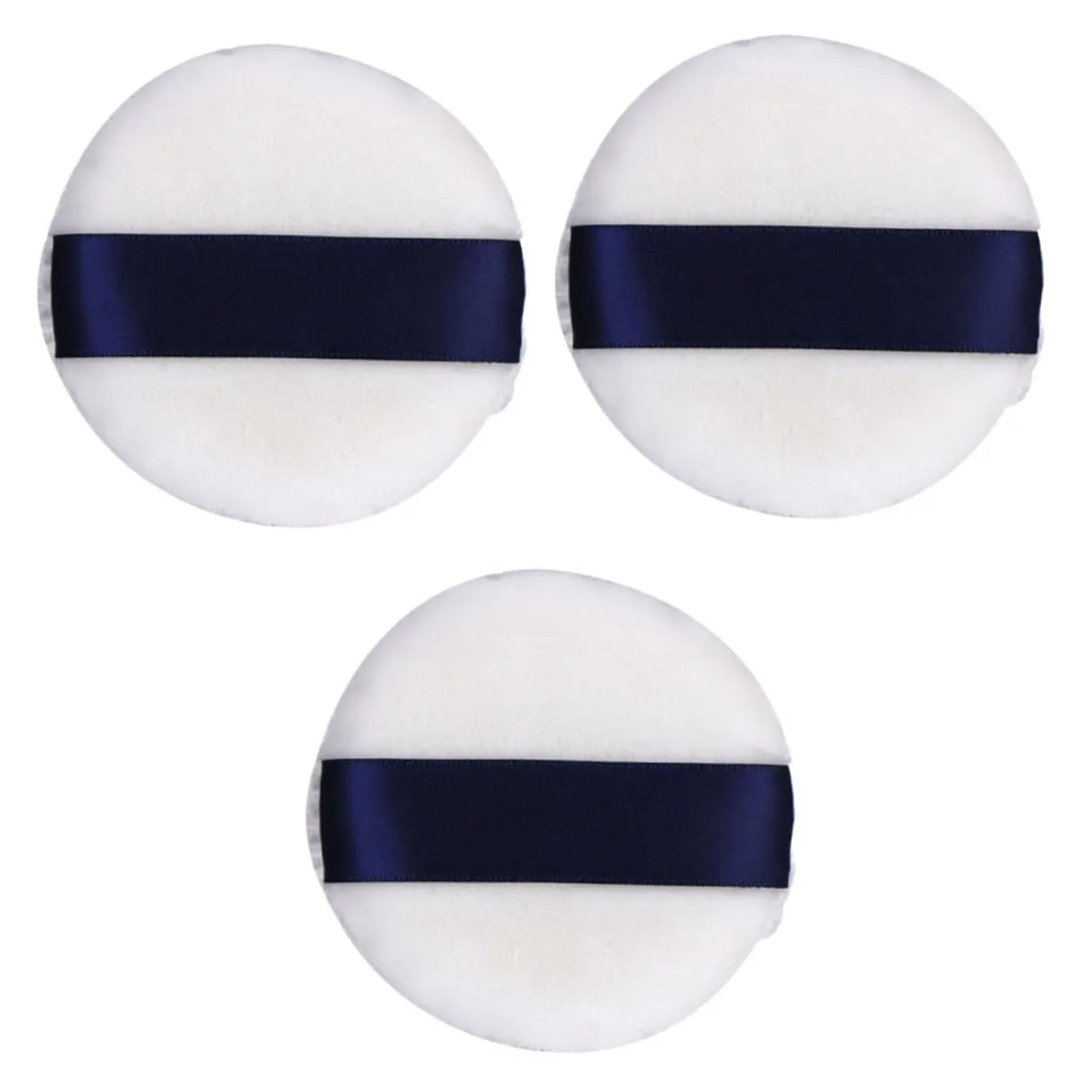 3pcs Powder Puff for Loose Face Powder Makeup Soft Velour Puff with Ribbon for Liquid Foundation Sunscreen Random Color