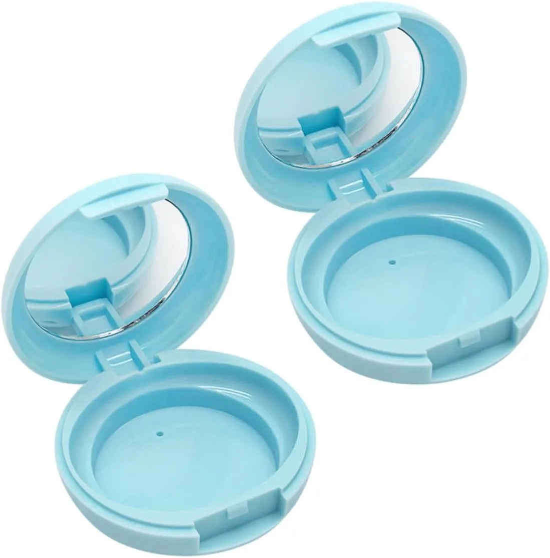 3sets Refillable Empty Loose Powder Box Makeup Case with Mirror Cosmetic Container for Blusher and Beauty Tools No Aluminum Box Powder Puff Included