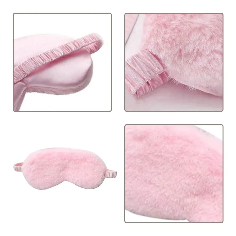 4 Pcs Soft Fluffy Plush Eye Mask Sleep Mask Adjustable Travel Sleeping with Elastic Strap for Women, Men and Kid