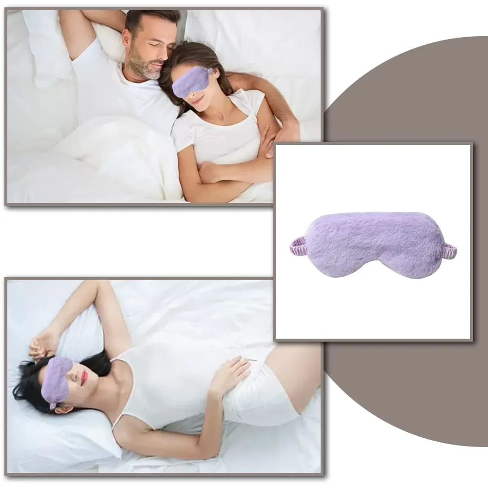4 Pcs Soft Fluffy Plush Eye Mask Sleep Mask Adjustable Travel Sleeping with Elastic Strap for Women, Men and Kid