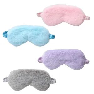 4 Pcs Soft Fluffy Plush Eye Mask Sleep Mask Adjustable Travel Sleeping with Elastic Strap for Women, Men and Kid