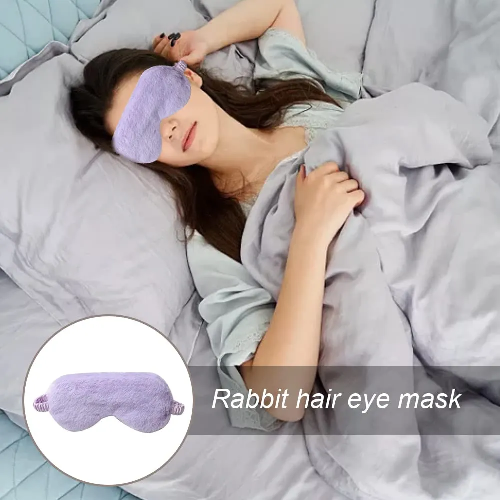 4 Pcs Soft Fluffy Plush Eye Mask Sleep Mask Adjustable Travel Sleeping with Elastic Strap for Women, Men and Kid