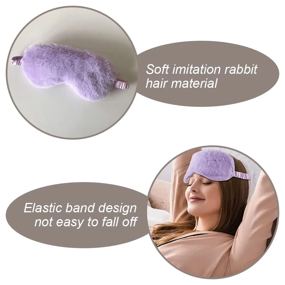 4 Pcs Soft Fluffy Plush Eye Mask Sleep Mask Adjustable Travel Sleeping with Elastic Strap for Women, Men and Kid