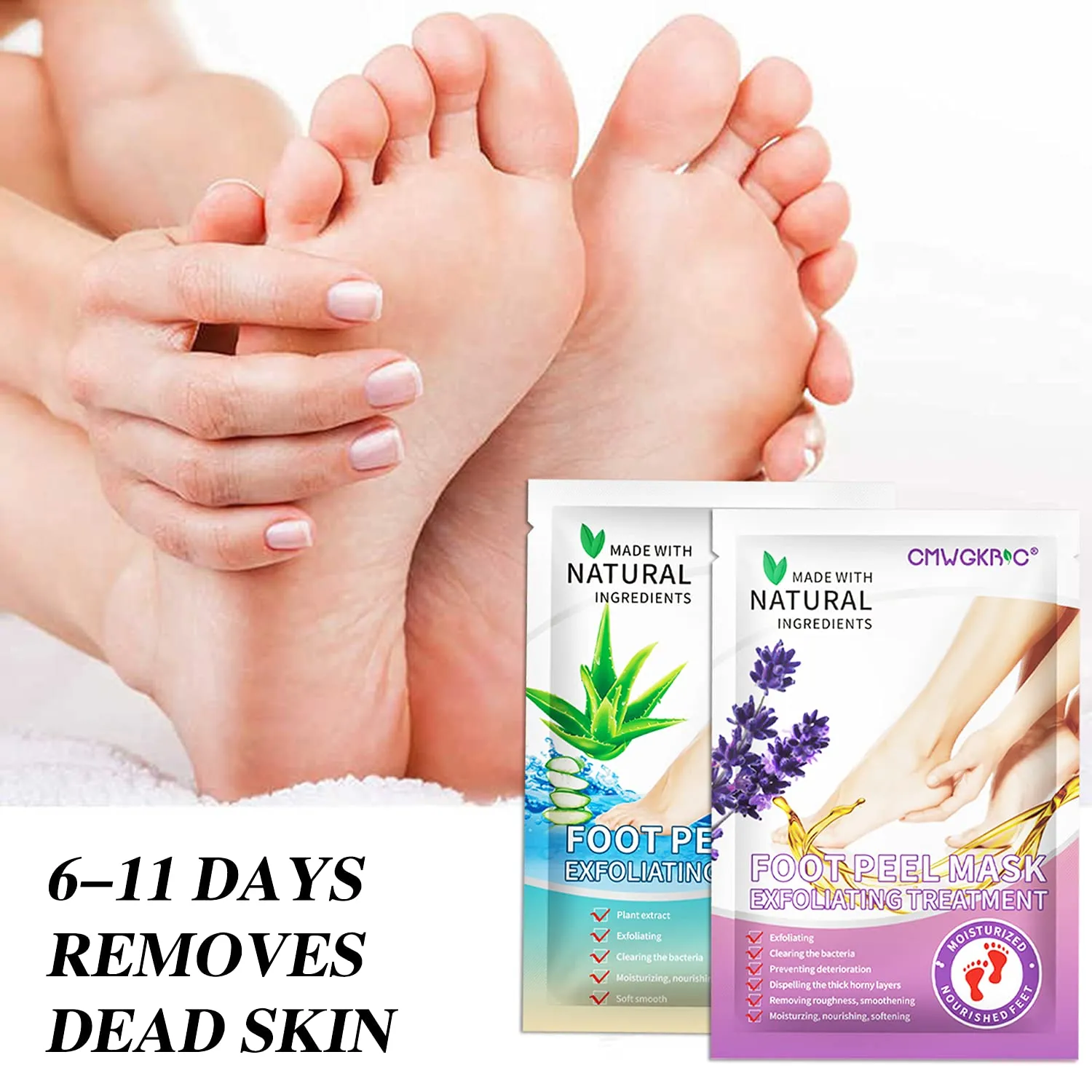 5 Pack Foot Peel Mask,Exfoliator Peel Off Calluses Dead Skin Callus Remover,Foot Mask for Dry Cracked Feet,Foot Peel Mask with Lavender and Aloe Vera Gel for Men and Women Feet Peeling Mask