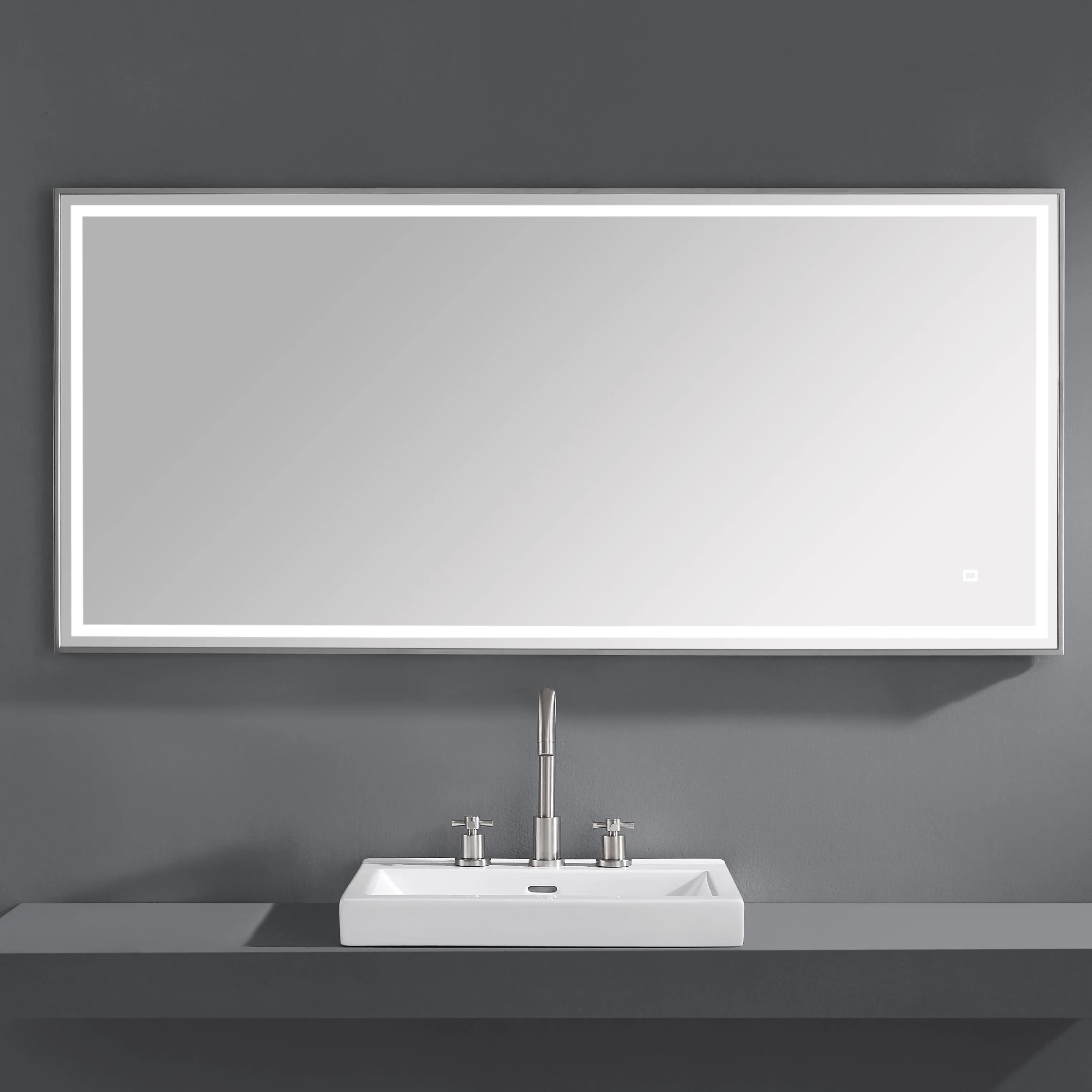 59 in. LED Bathroom Mirror with Stainless Steel Metal Frame