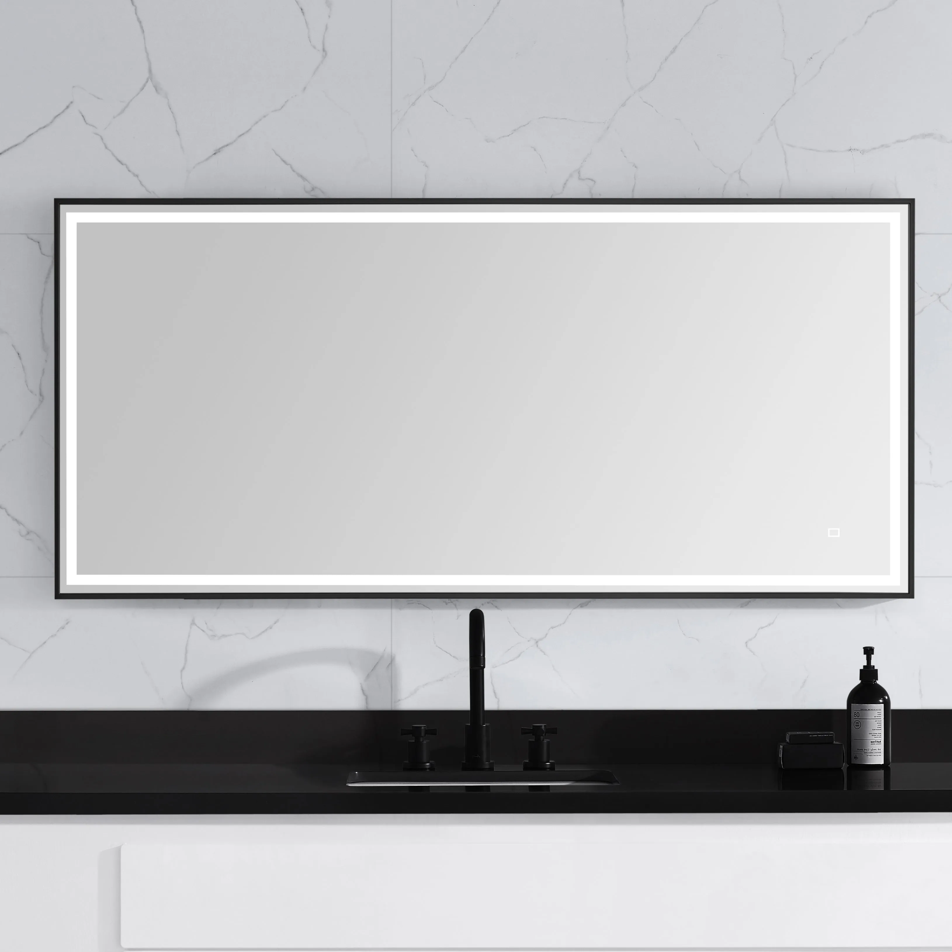 59 in. LED Bathroom Mirror with Stainless Steel Metal Frame