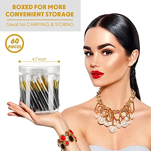 60 Pieces Lash Shampoo Brushes with Container, Eyelash Extension Cleansing Brush Nose Pore Cleaning Brush Peel off Blackhead Removing Tool Cosmetic Lash Cleanser Facial Cleansing Brushes (Black)
