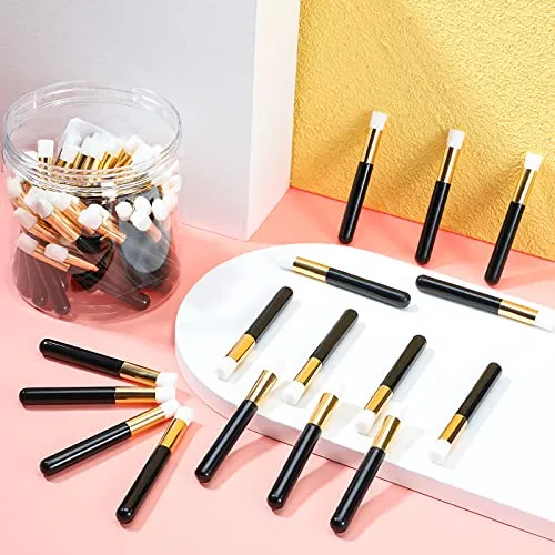 60 Pieces Lash Shampoo Brushes with Container, Eyelash Extension Cleansing Brush Nose Pore Cleaning Brush Peel off Blackhead Removing Tool Cosmetic Lash Cleanser Facial Cleansing Brushes (Black)
