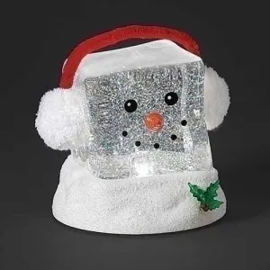 6.25"H Led Swirl Cube Snowman