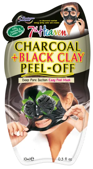 7th Heaven Charcoal and Black Clay Peel Off Mask 10ml for Deep Pore Suction on Oily, Normal or Combination Skin