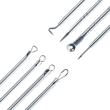 Abhijeet enterprises Stainless Steel Blackhead Remover Pimple Blemish Extractor Remover Tool Set of 4