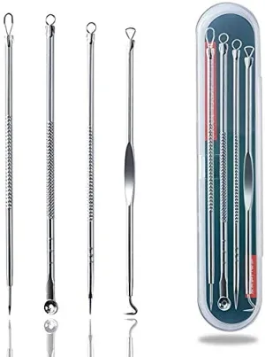 Abhijeet enterprises Stainless Steel Blackhead Remover Pimple Blemish Extractor Remover Tool Set of 4