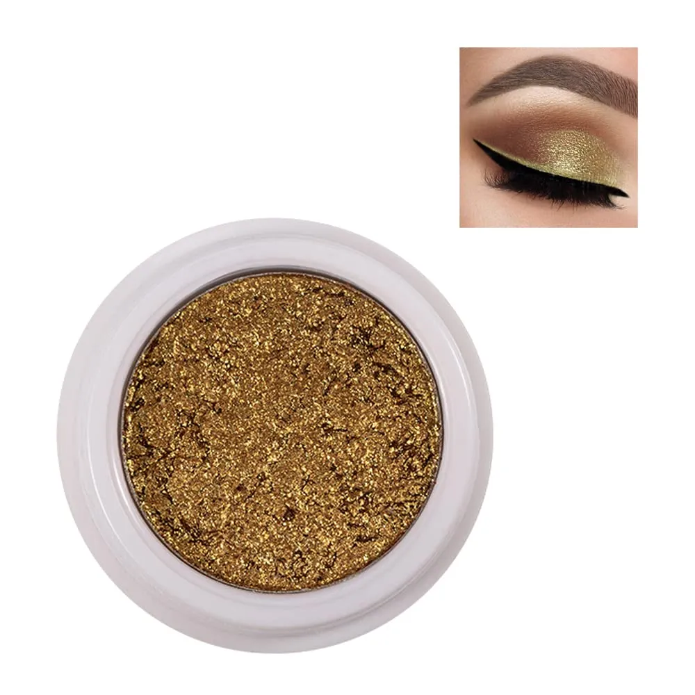AKARY 12 Colors Glitter Eyeshadow, Mashed Potato Pearlescent Monochrome Eyeshadow Polarized Light Not Smudged Eye Shadow, Highly Pigmented Eye Makeup Cosmetics Gift for Women And Girls Eye Brightening Flash Powder (#11 Golden)