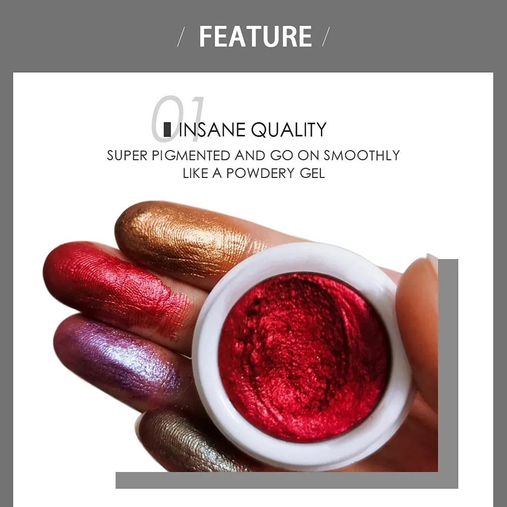 AKARY 12 Colors Glitter Eyeshadow, Mashed Potato Pearlescent Monochrome Eyeshadow Polarized Light Not Smudged Eye Shadow, Highly Pigmented Eye Makeup Cosmetics Gift for Women And Girls Eye Brightening Flash Powder (#11 Golden)