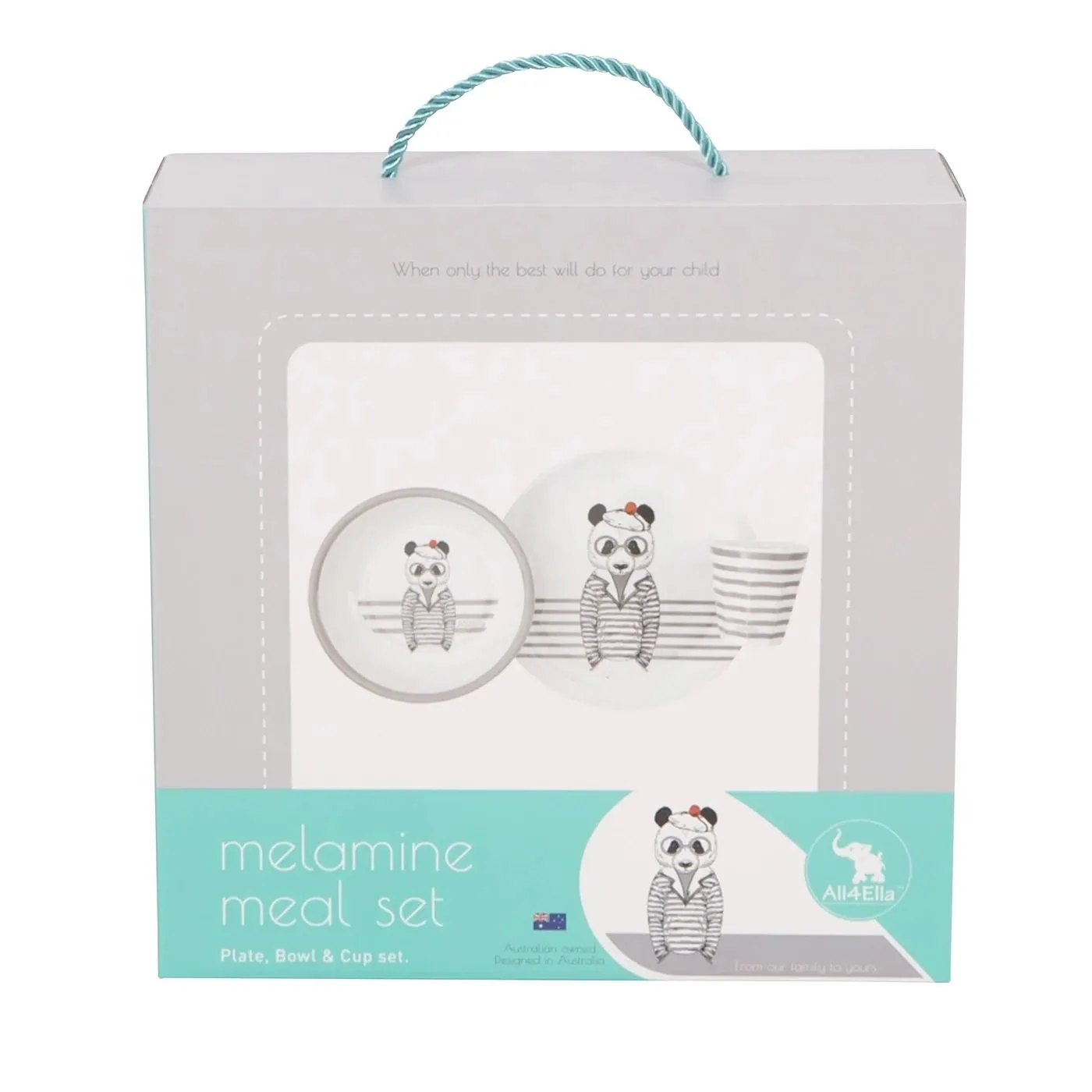 All 4 Ella Melamine Gift Set – Bear Grey