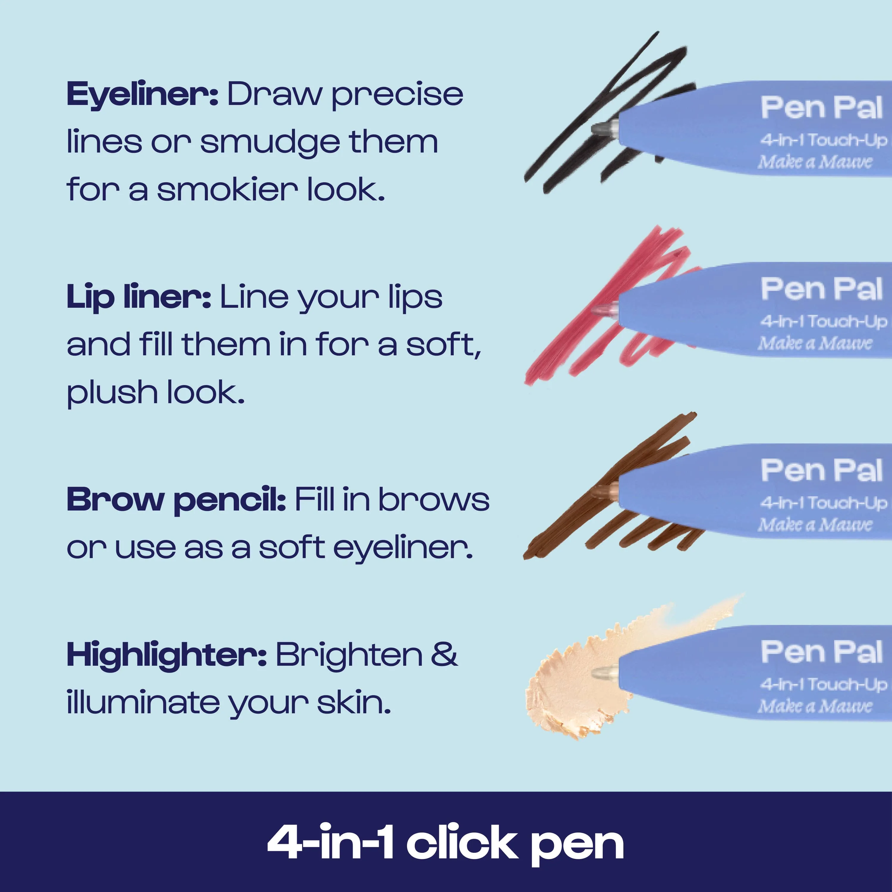 Alleyoop Makeup - Make a Mauve Pen Pal 4-in-1 Makeup Touch Up Pen / Gifts