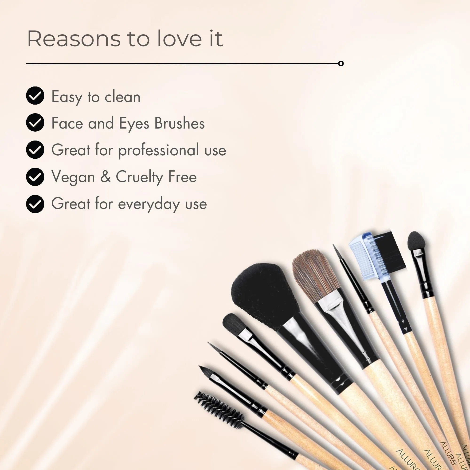 Allure Classic Ack-09 Pack Of 9 Makeup Brush With Travel Pouch