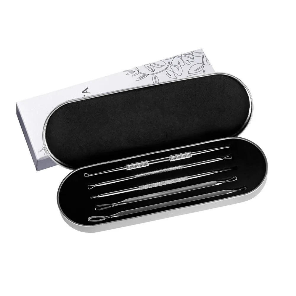 Amerta® Blackhead & Blemish Remover, Pimple & Acne Extractor 5-Piece Tool Kit