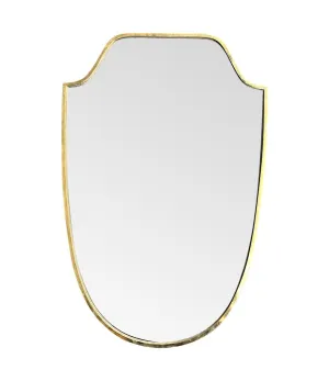 An orignal 1950s Italian shield mirror with solid wood back