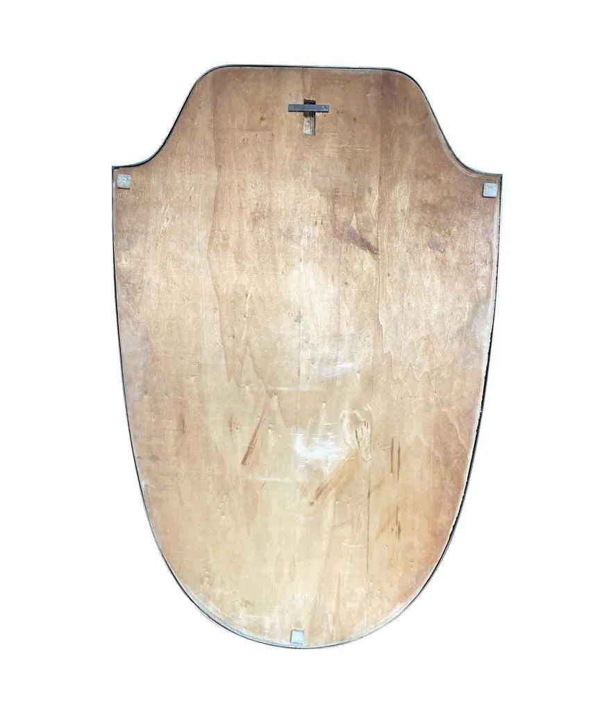 An orignal 1950s Italian shield mirror with solid wood back