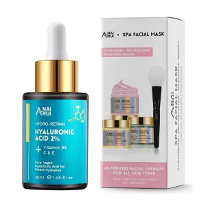 ANAI RUI Turmeric Viamtin C Clay Mask Set-Rose Facial Mask-Avocado Green Tea Mud Mask.,Clay Mask Set  2% Hyaluronic Acid Serum Skincare Set