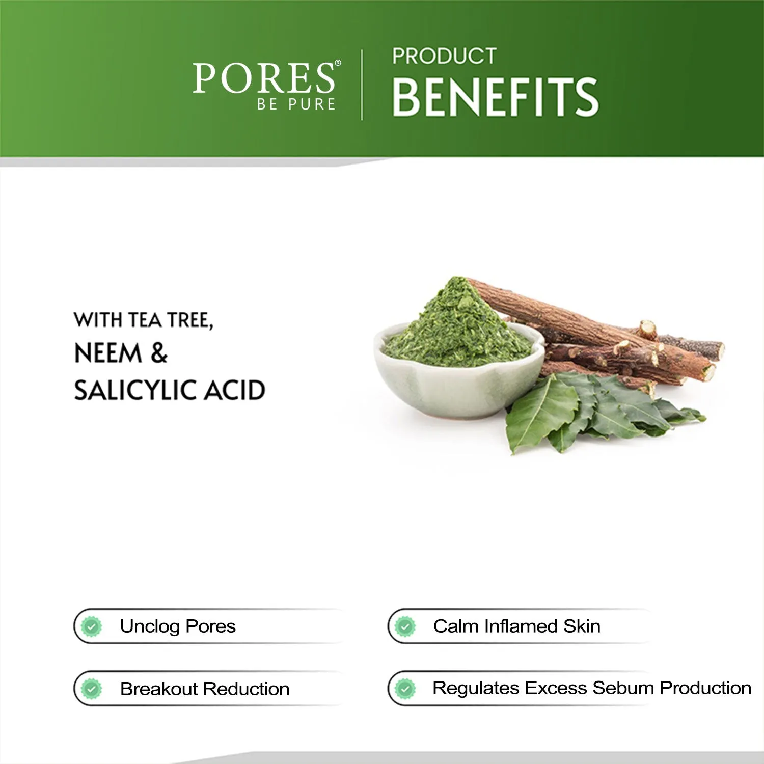 Anti Acne Face Mask – With Tea Tree, Neem & Salicylic Acid - 100 G