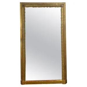 Antique French Gilt Floor Mirror with Original Glass