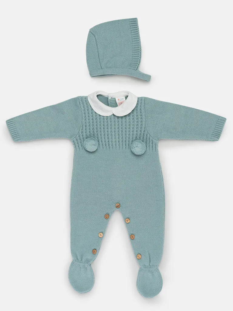 Baby Boy Grow 2-piece Pom Pom Gift Box Set - Mint Green