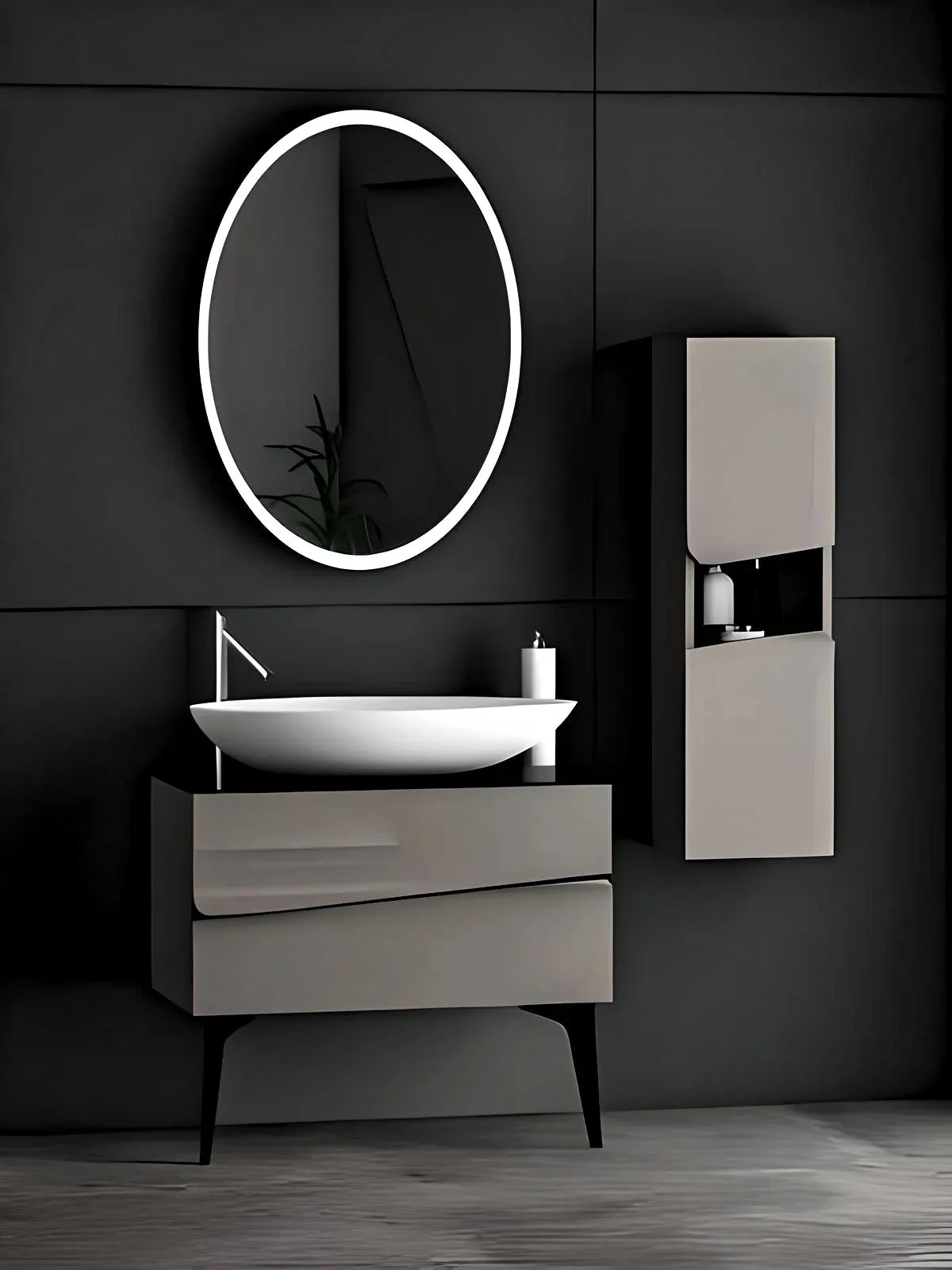 Bathroom Oval LED Metal Mirror