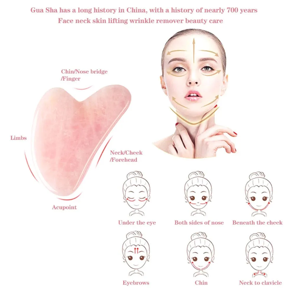 Beauty Natural Rose Jade Gua Sha Gouache Scraper Massager