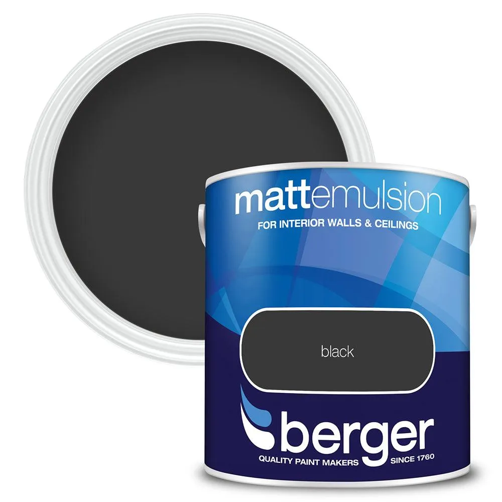 Berger Walls & Ceilings Matt Emulsion Paint | Black