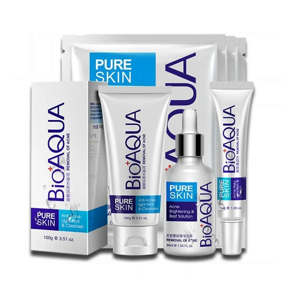BIOAQUA 4in1 Face Acne Scar Removal Spots Pimples Oil Cream Face Masks Scar Blemish Marks Moisturizing Oil 100g 30g 30ml 4pcs X30g