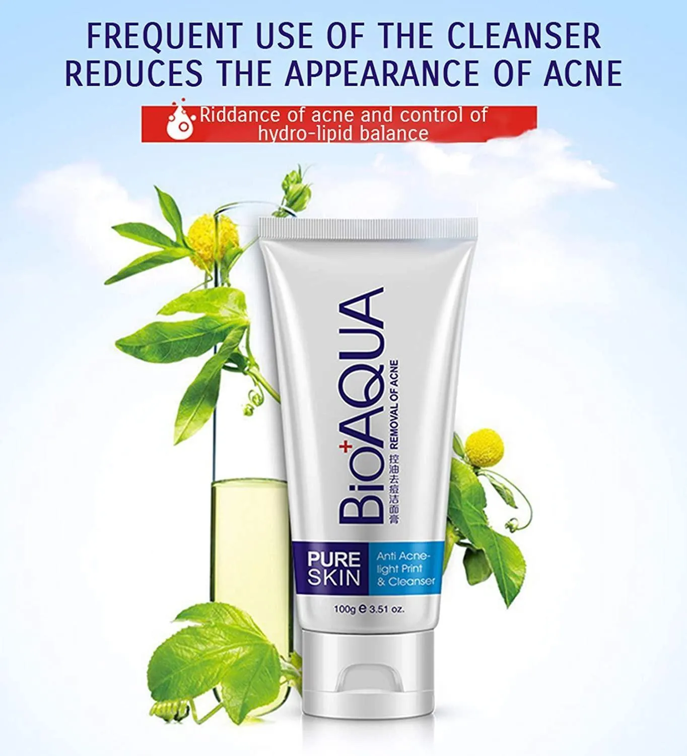 BIOAQUA Skin Care Acne Face Removal Cleanser Cream Spots Scar Blemish Mark 100g