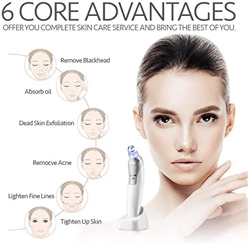 Blackhead Remover Comodo Pore Vacuum Cleaner with Rechargeable Base and Four Interchangeable Heads 2020 Upgraded Acne Extractor Tool Machine
