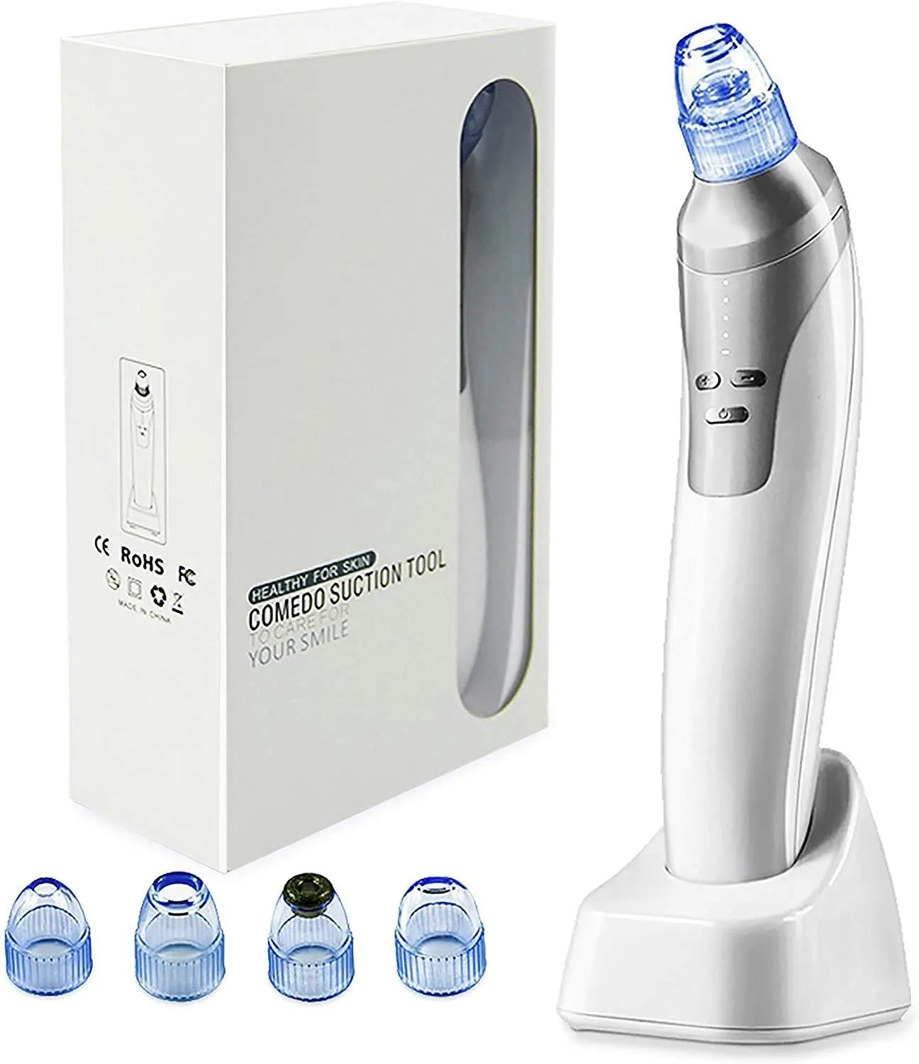 Blackhead Remover Comodo Pore Vacuum Cleaner with Rechargeable Base and Four Interchangeable Heads 2020 Upgraded Acne Extractor Tool Machine