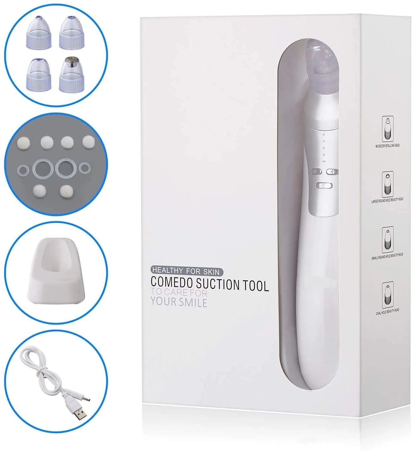 Blackhead Remover Comodo Pore Vacuum Cleaner with Rechargeable Base and Four Interchangeable Heads 2020 Upgraded Acne Extractor Tool Machine